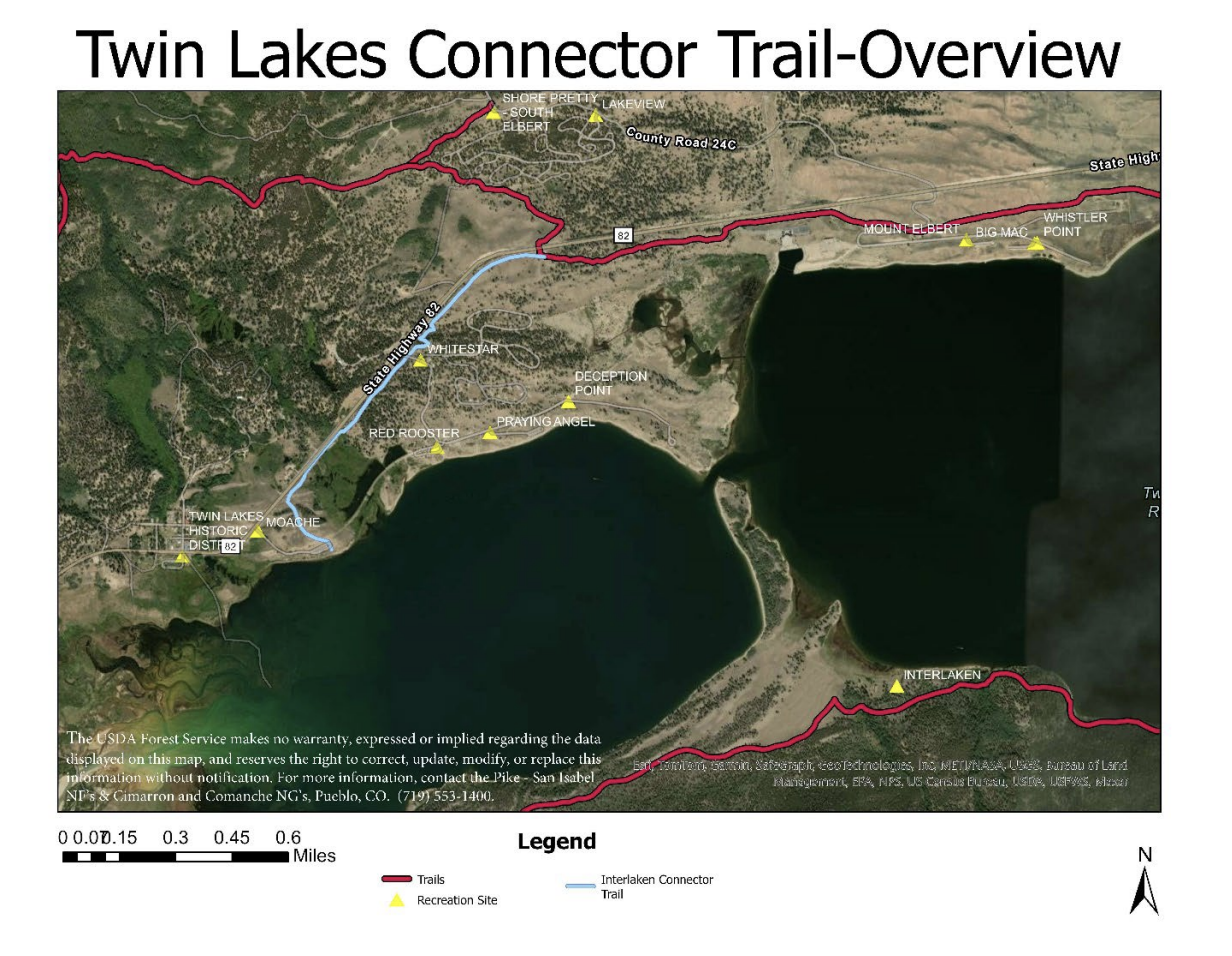Twin Lakes Connector Trail overview map