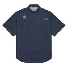 Logo Men’s Columbia Short Sleeve Button Shirt — Collegiate Navy · Photo 3