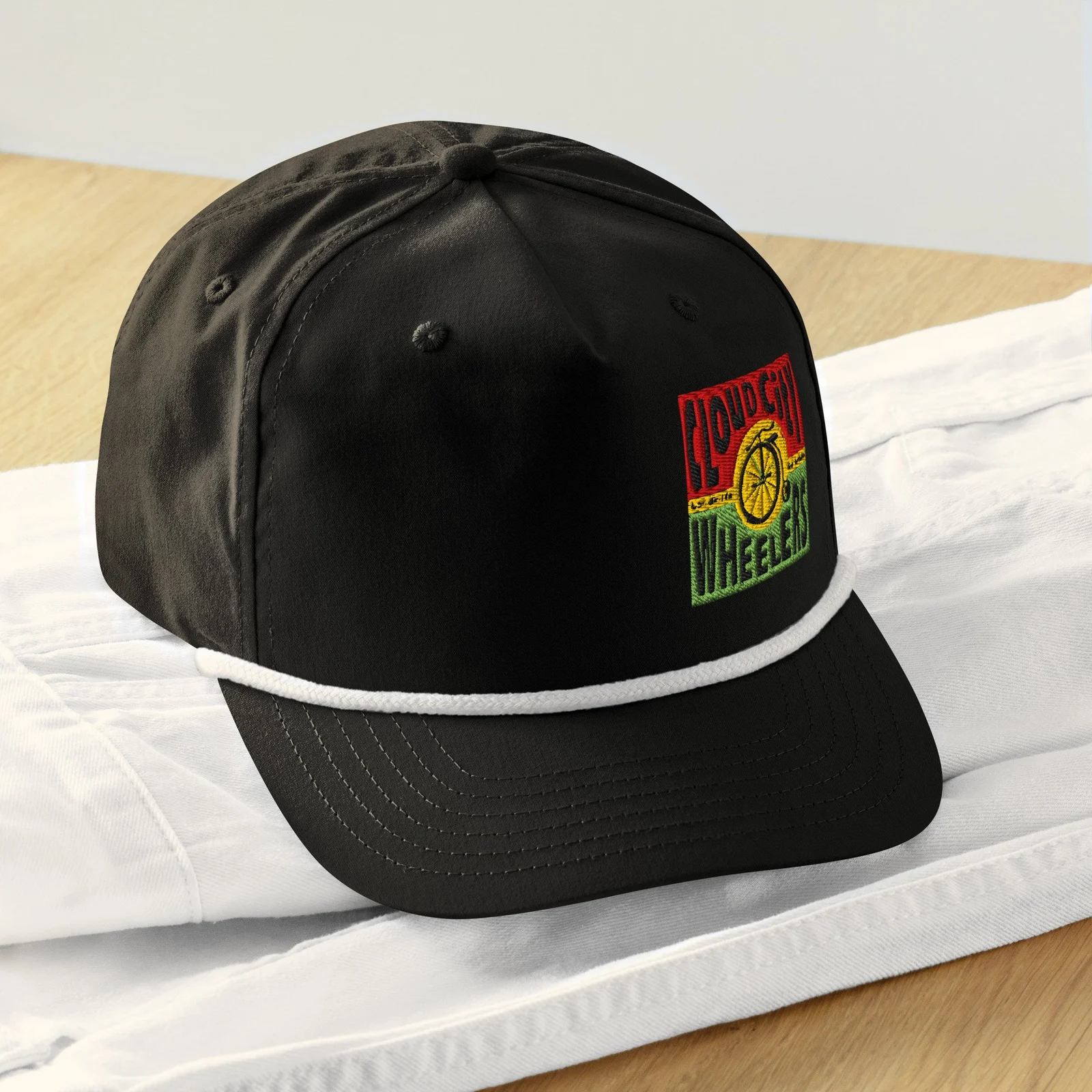 Rasta Logo Golf Rope Cap — Black/White · Photo 1